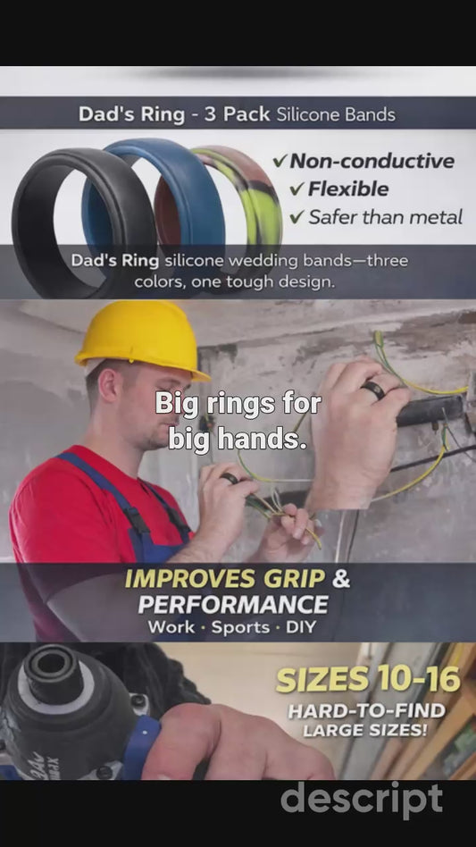 Dad's Ring Size 10 Silicone Wedding Band With Gift Box